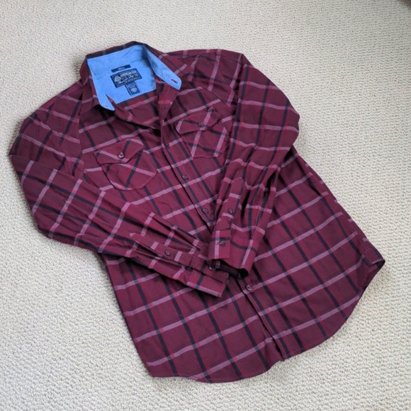 American Rag Burgundy Double Breast Pocket Shirt - Picture 1 of 4